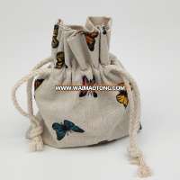 Eco White Canvas Cotton bags Pouches Drawstring With Custom Logo