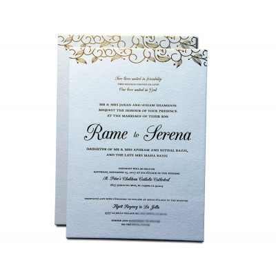 Gold wedding greeting card sets customized thickness edge handmade invitation card