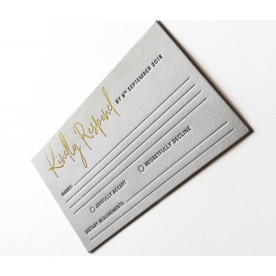 Gold wedding card invitation design black embossed printing handmade invitation card