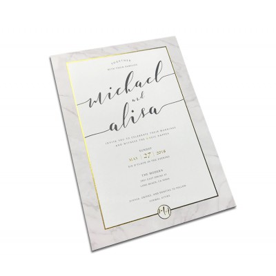 Full color printing invitation cards sets wedding type gold formal invitation card