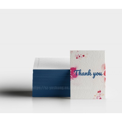 Luxurious foil printing design 600g cotton wedding business cards with logo color edge cards customized wedding cards