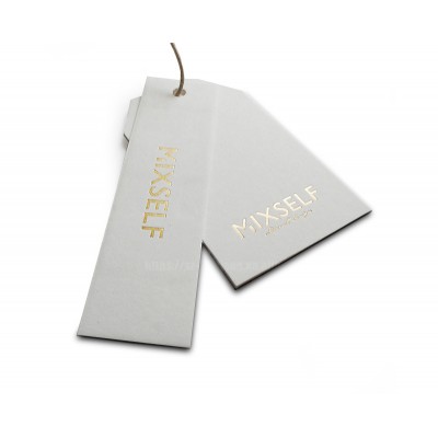 White card custom silver foil logo with shirt label mockup printing paper hang tag