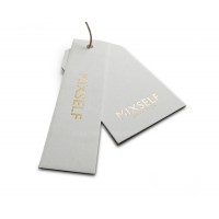 White card custom silver foil logo with shirt label mockup printing paper hang tag