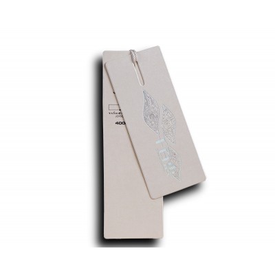 White pearl paper stamping goldent logo label custom handwork stringing apparel hang tags