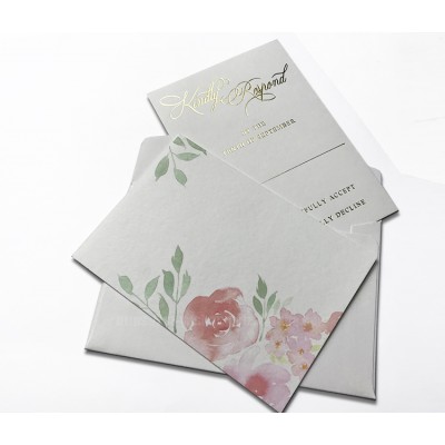 Printing white envelope customized greeting card sets gold wedding invitations